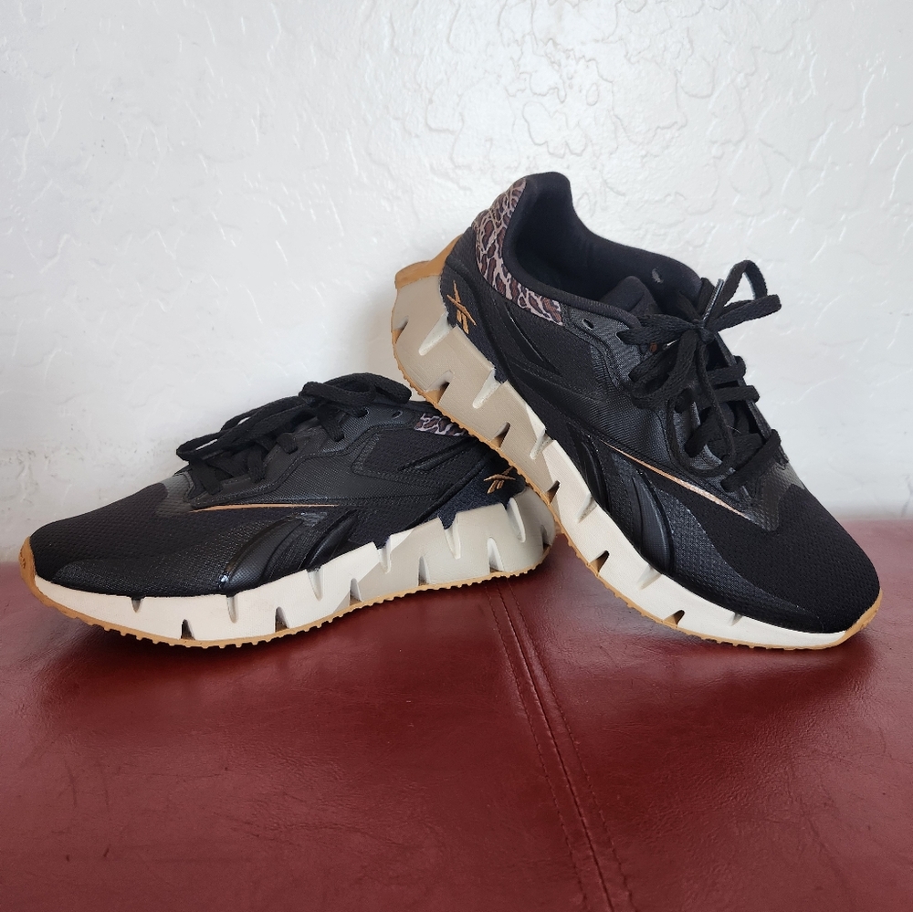 Reebok Black and Brown With Leopard Print Sneakers  Chunky Sole